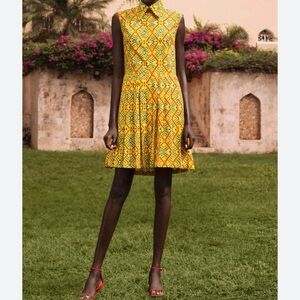 Eliza Christoph Geometric geo print Yellow shirt Dress M